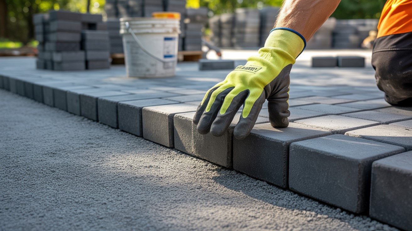 Stensättning Lägga betongplattor